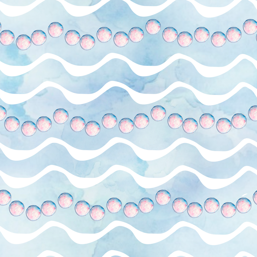 Seamless marine pattern with watercolor waves