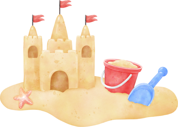 Sand Castle Watercolor Illustration