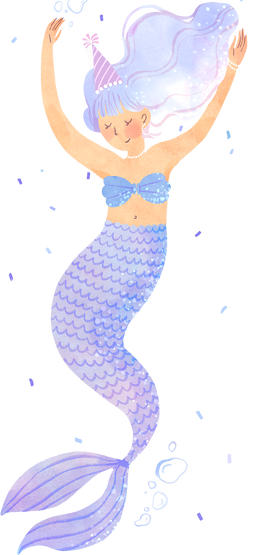 Watercolor Mermaid Celebrating Her Birthday